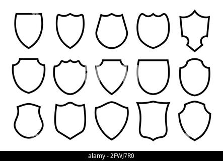 Police shield outline shape. Heraldic shields blank emblems. Security ...