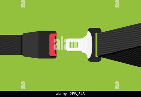 Car safety belt. Seatbelt safe buckle icon isolated. Security strap fasten accident insurance Stock Vector