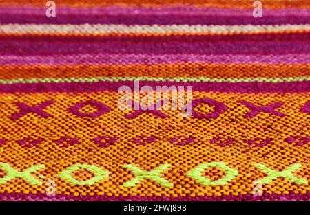 Closeup the Pattern and Texture of Colorful Thai Northern Region's Textile Stock Photo