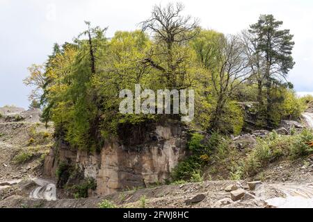 Bixhead Quarry, Forest of Dean. Modern in use quarry operation - Pennant stone Bixslade Geology Walk. Stock Photo