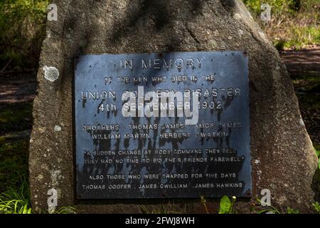 Universal Colliery Disaster Union Colliery disaster 1902 memorial sculpture. Monument Mine, Forest ...