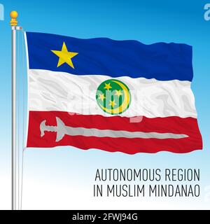 Mindanao Autonomous region flag, Philippines, asiatic country, vector illustration Stock Vector