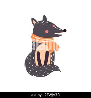 Gray wolf. Cartoon, wolf grey the nature of the character. Stock Vector