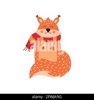 Cartoon squirrel on a white background, vector illustration. Stock Vector