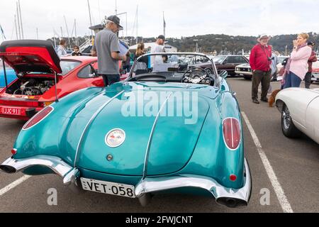 1958 Chevrolet Corvette convertible at a Sydney classic car show in Pittwater,Sydney,Australia Stock Photo