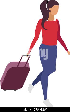Solo travel for woman flat color vector faceless character Stock Vector