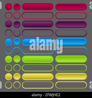 White and blue button in neomorphism style. Stock Vector