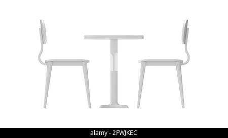 3D rendering of table and chairs dinning set up isolated on white background Stock Photo