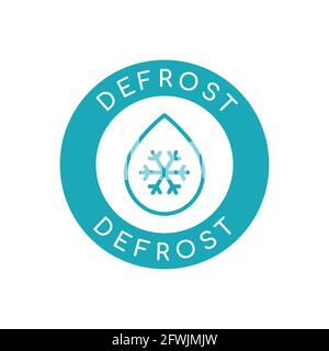 Defrost icon. Blue snowflake and a water drop in a circle. Line icon. Fridge or air conditioner sign. Ice water. Liquid that can't be frozen. Vector Stock Vector