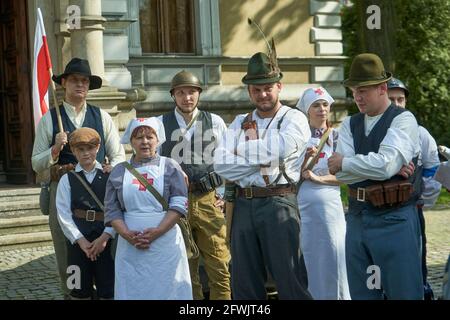 Gliwice, Poland - 15 may 2021 - Reconstruction of fights during the Silesian Uprising Stock Photo