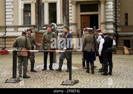 Gliwice, Poland - 15 may 2021 - Reconstruction of fights during the Silesian Uprising Stock Photo