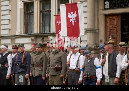 Gliwice, Poland - 15 may 2021 - Reconstruction of fights during the Silesian Uprising Stock Photo