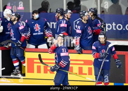 Riga, Olympic Sports Centre, Great, UK. 23rd May, 2021. vs Slovakia (2021 IIHF Ice Hockey World Championship), second defeat for Great Britain (Switzerland/Croatia OUT) Credit: SPP Sport Press Photo. /Ģ����ý Live News Stock Photo