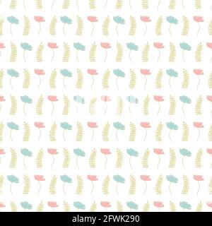 Seamless pattern with colorful leaves, twigs and flowers Stock Vector