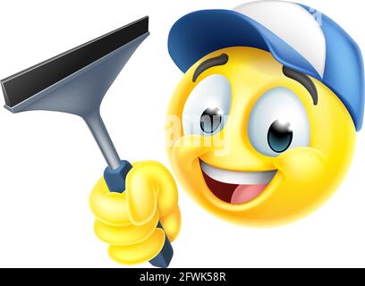 Window Cleaning Car Wash Squeegee Emoticon Icon Stock Vector