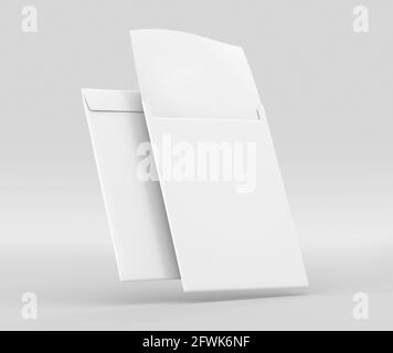 Realistic White Envelope C4/A4 mockup, Blank letter paper, c4 a4 c3 a3 template 3d Rendering isolated on light gray background Stock Photo