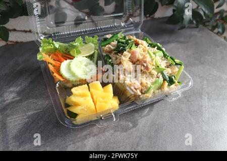 stir fried rice with vegetable and pineapple in the box Stock Photo