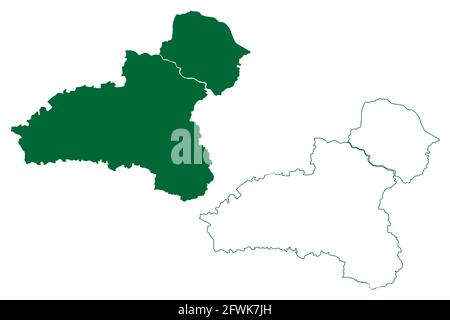 Dhule district (Maharashtra State, Nashik Division, Republic of India) map vector illustration, scribble sketch Dhule map Stock Vector