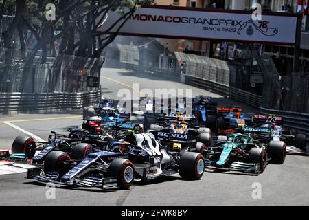 Pierre Gasly (FRA) AlphaTauri AT02 at the start of the race. Monaco Grand Prix, Sunday 23rd May 2021. Monte Carlo, Monaco. Stock Photo