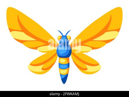 Illustration of colorful butterfly. Stylized decorative insect. Stock Vector