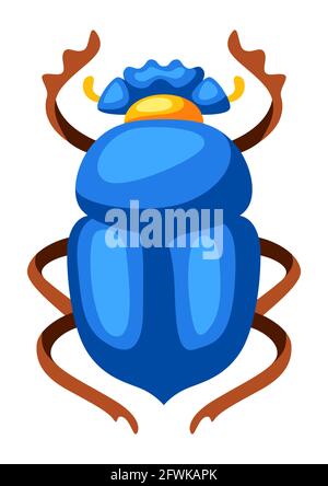 Illustration of colorful beetle scarab. Stylized decorative insect. Stock Vector