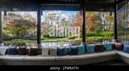 Tengchong city yard club leisure kiosks, tengchong in yunnan province Stock Photo