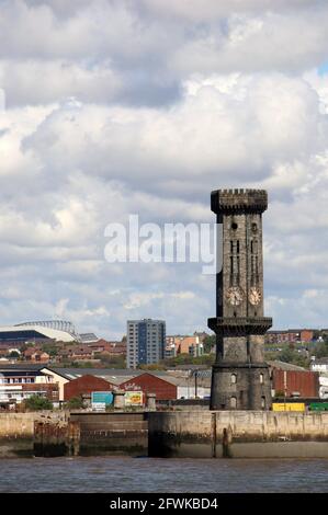 Victoria Tower at Salisbury Dock on the River Mersey in Liverpool Stock Photo