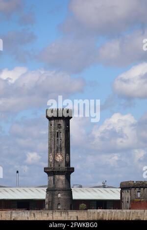 Victoria Tower at Salisbury Dock on the River Mersey in Liverpool Stock Photo