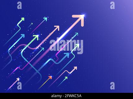 Abstract arrow group moving up motion with lighting movement on blue background. Business growth concept. Vector illustration Stock Vector