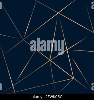 Abstract golden lines mesh low polygon pattern on dark blue background luxury style. Vector illustration Stock Vector