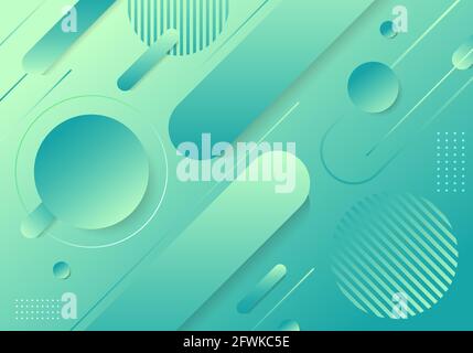 Abstract trendy green gradient geometric shape elements pattern composition background. Vector illustration Stock Vector