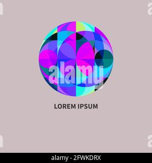 Abstract geometric colorful unique round logo. Vector illustration Stock Vector