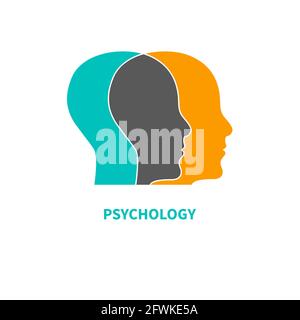 Psychology logo. Male profiles. Therapy icon. Communication symbol. Stock Vector