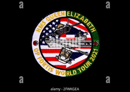 HMS Queen Elizabeth - Operation Fortis World Tour 2021 Deployment Collectors Patch Stock Photo