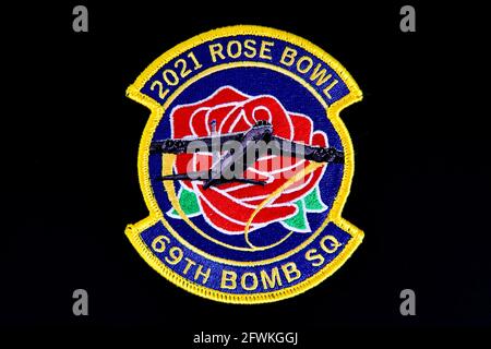 69th Bomb Squadron Rose Bowl Flyover Patch, The Sortie was Cancelled! Stock Photo