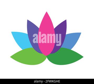 Lotus flower logo icon vector isolated on white background Stock Vector