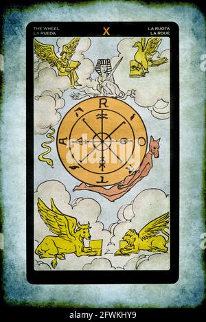 tarot  Major Arcana card of The Wheel Stock Photo