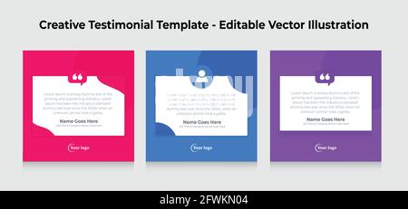 Creative Testimonial Templates - Editable Vector Illustration Stock Vector