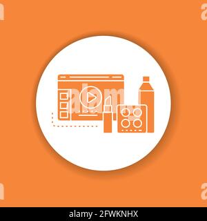 Online beauty product blog promotion web site color glyph icon. Beauty industry video streaming sign. Vlogging. Pictogram for web page, mobile app, pr Stock Vector