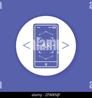AR scanning color glyph icon. Interactive visualization platform. Pictogram for web page, mobile app, promo. UI UX GUI design element. Editable stroke Stock Vector