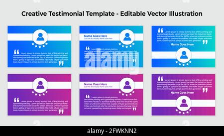 Creative Testimonial Templates - Editable Vector Illustration Stock Vector