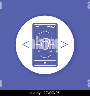 Augmented reality face recognition black glyph icon. Biometric scanning. Identification person. Face ID. Pictogram for web page, mobile app, promo. UI Stock Vector