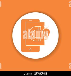 Gathering ideas color glyph icon. Search and analysis of information in smartphone. Pictogram for web page, mobile app, promo. UI UX GUI design elemen Stock Vector