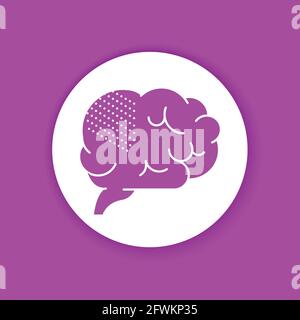 Brain disease alzheimer s glyph color icon. Human organ concept. Memory loss. Decrease in mental human abilities. Sign for web page, mobile app, butto Stock Vector
