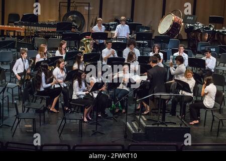 Middle School Student Concert Band Performance in Davis, California Stock Photo