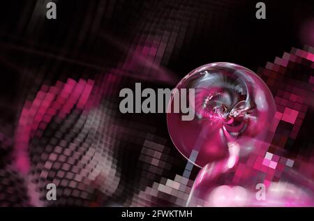 On a blue background color abstract waves - fractal render. Stock Photo