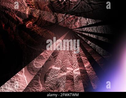 On a blue background color abstract waves - fractal render. Stock Photo