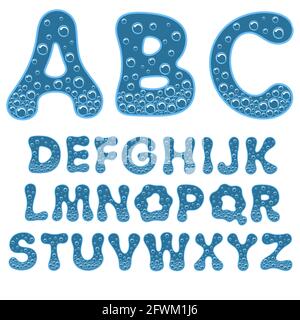 Alphabet of soda water. Vector isolated objects. Stock Vector
