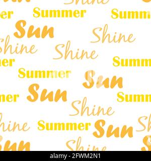 Abstract calligraphic pattern. Typography pattern. Seamless pattern with words sun, shine, summer. Summer poster. Illustration for postcard, poster, b Stock Vector