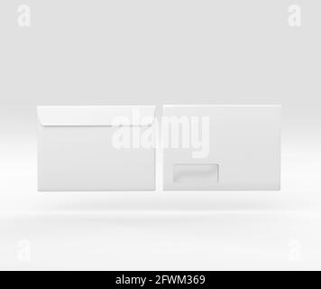 Realistic White Envelope C5/C6 mockup, Blank letter paper, c5 c6 template 3d Rendering isolated on light gray background Stock Photo